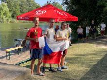 F4-A junior zleva: 2. Pavel Holík, 1. Tomáš Heinl a 3. Lukáš Vele